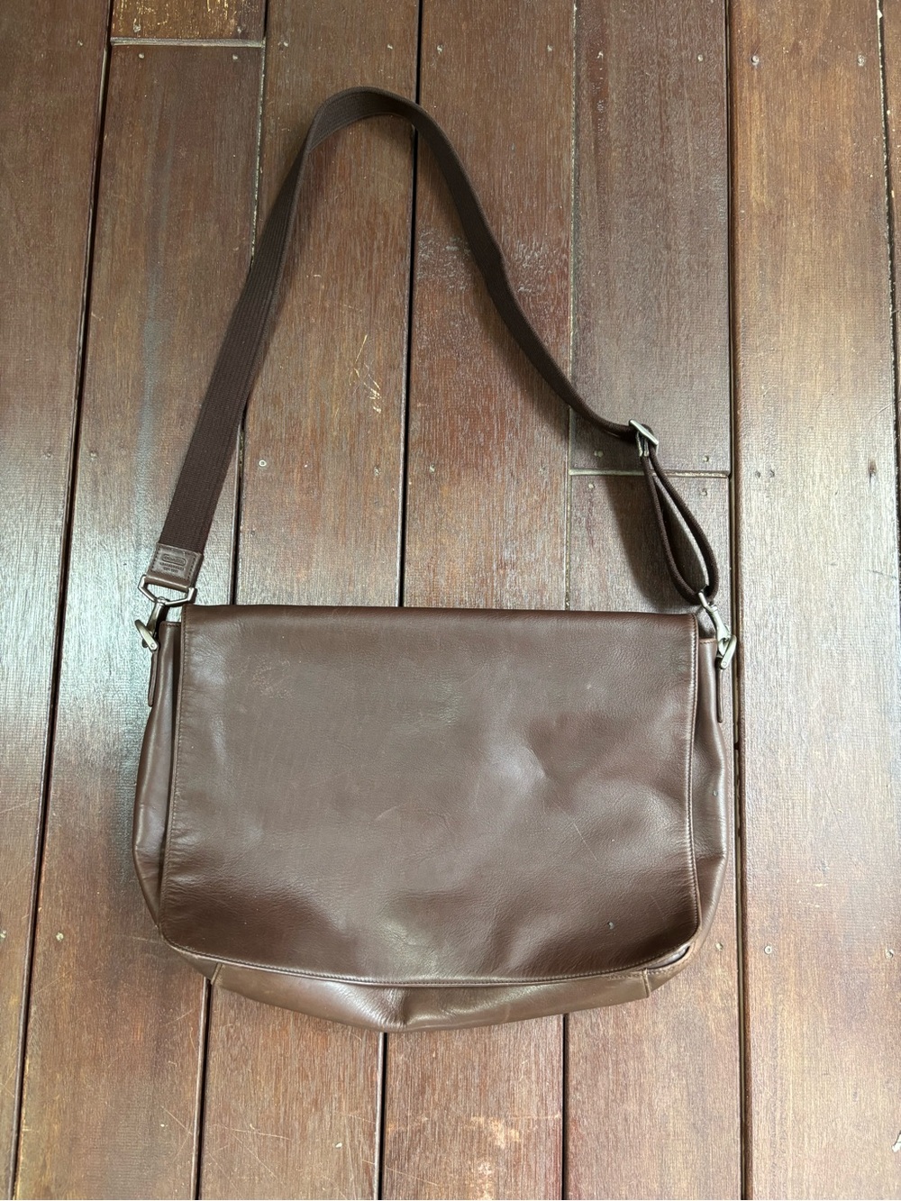 Vintage COACH 5216 Brown Glove-tanned Leather Legacy Flap Messenger Briefcase